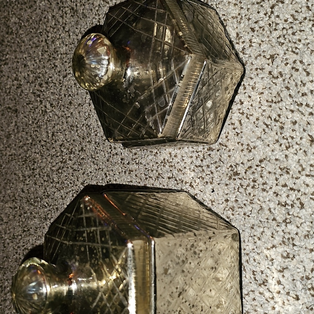 Threshold Set Of 2 Mercury Glass Hexagon Bath Canisters Htf
